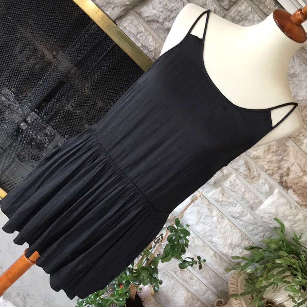 Anthropologie black double strap silk tank blouse